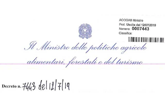 Decreto n. 7443 del 12/07/2019 - Modifica dei termini di cui al decreto del Ministro delle politiche agricole alimentari e forestali n. 7143 del 12/12/2017 1 decreto 7443 del 12 7 19