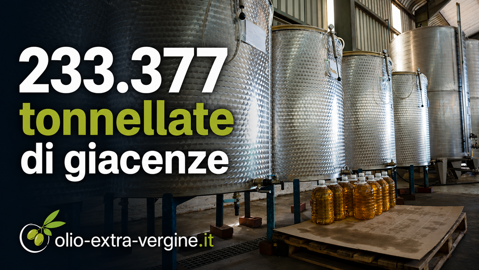 Campagna olearia 2026/2027: si parte già con 233.377 tonnellate di giacenze 1 silos di olio di oliva