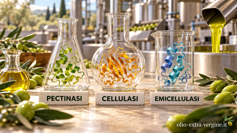Resa +41% con l'uso di enzimi in frantoio, uso non consentito in UE 2 Olio olive e tre enzimi