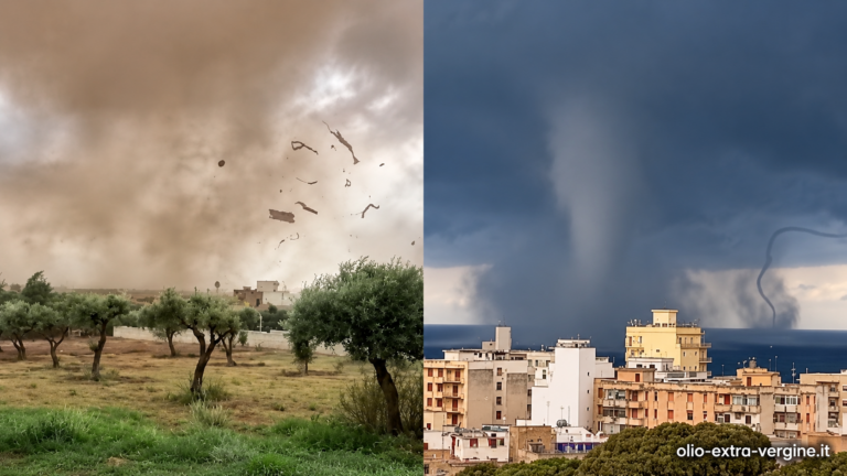 Uliveti e costa sotto la tempesta
