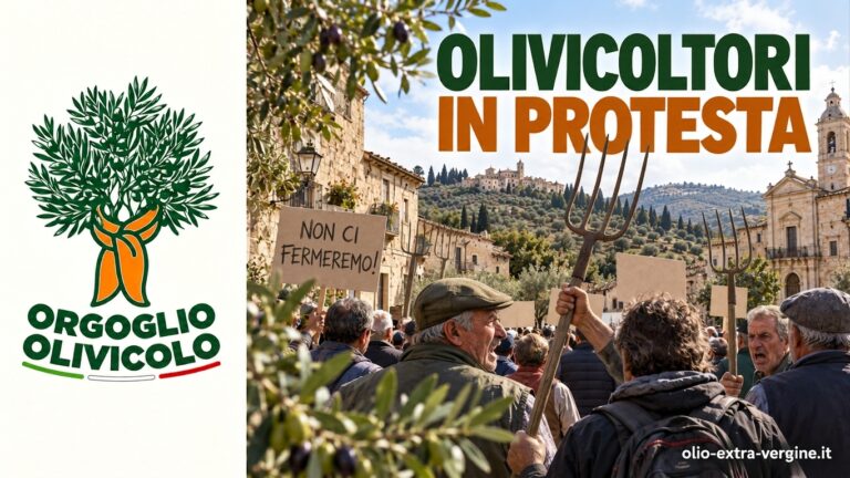 Crisi dell’olio, Orgoglio Olivicolo annuncia proteste in sei regioni del Sud 4 olivicoltori in protesta